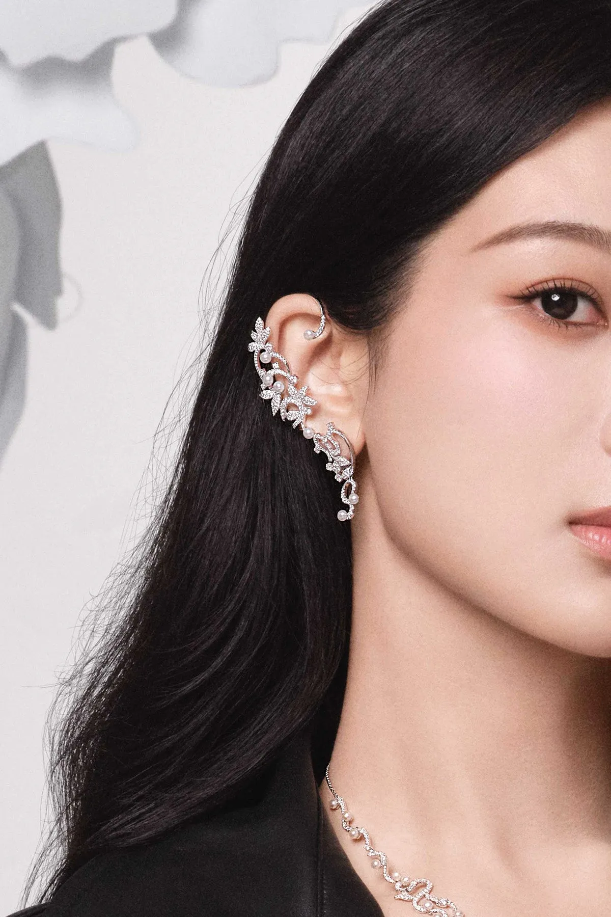 Single Flower Ear Cuff with Pearls