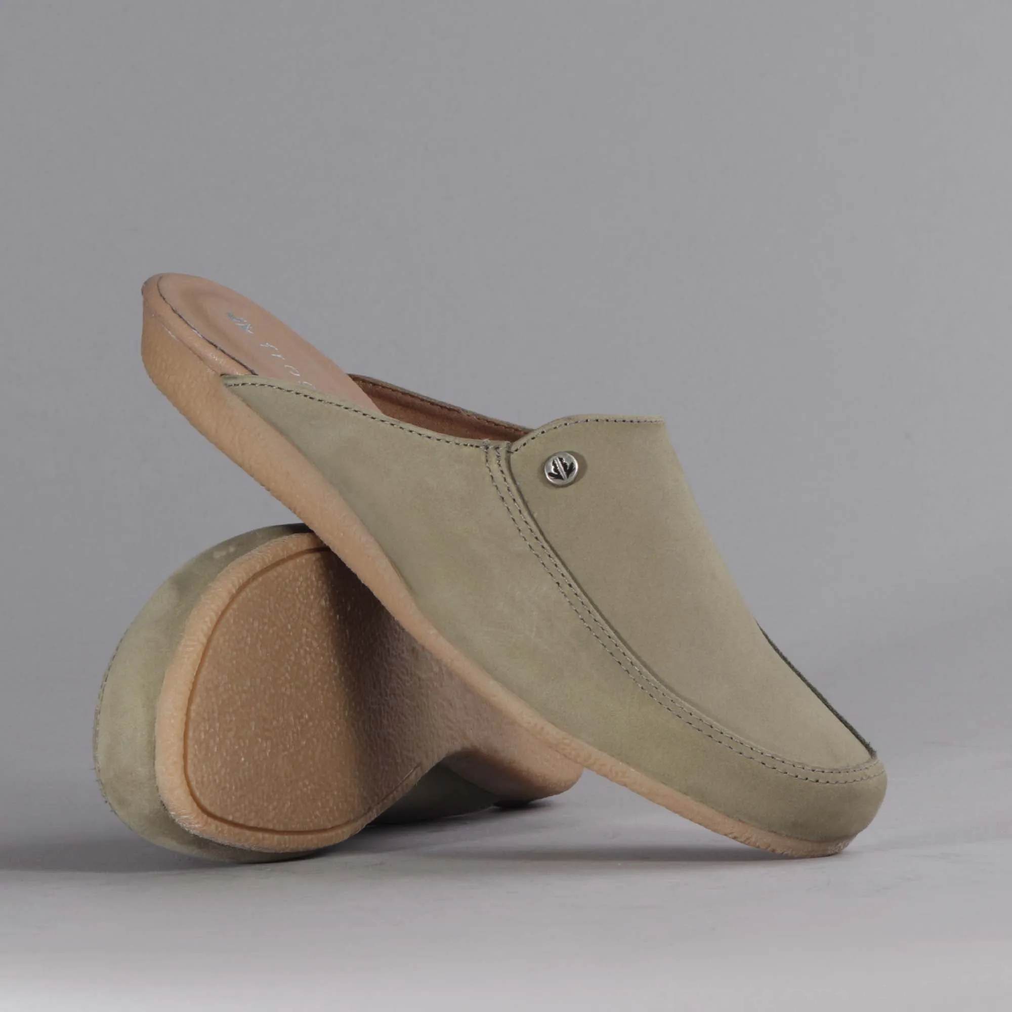 Slip-on Mule in Olive - 12542
