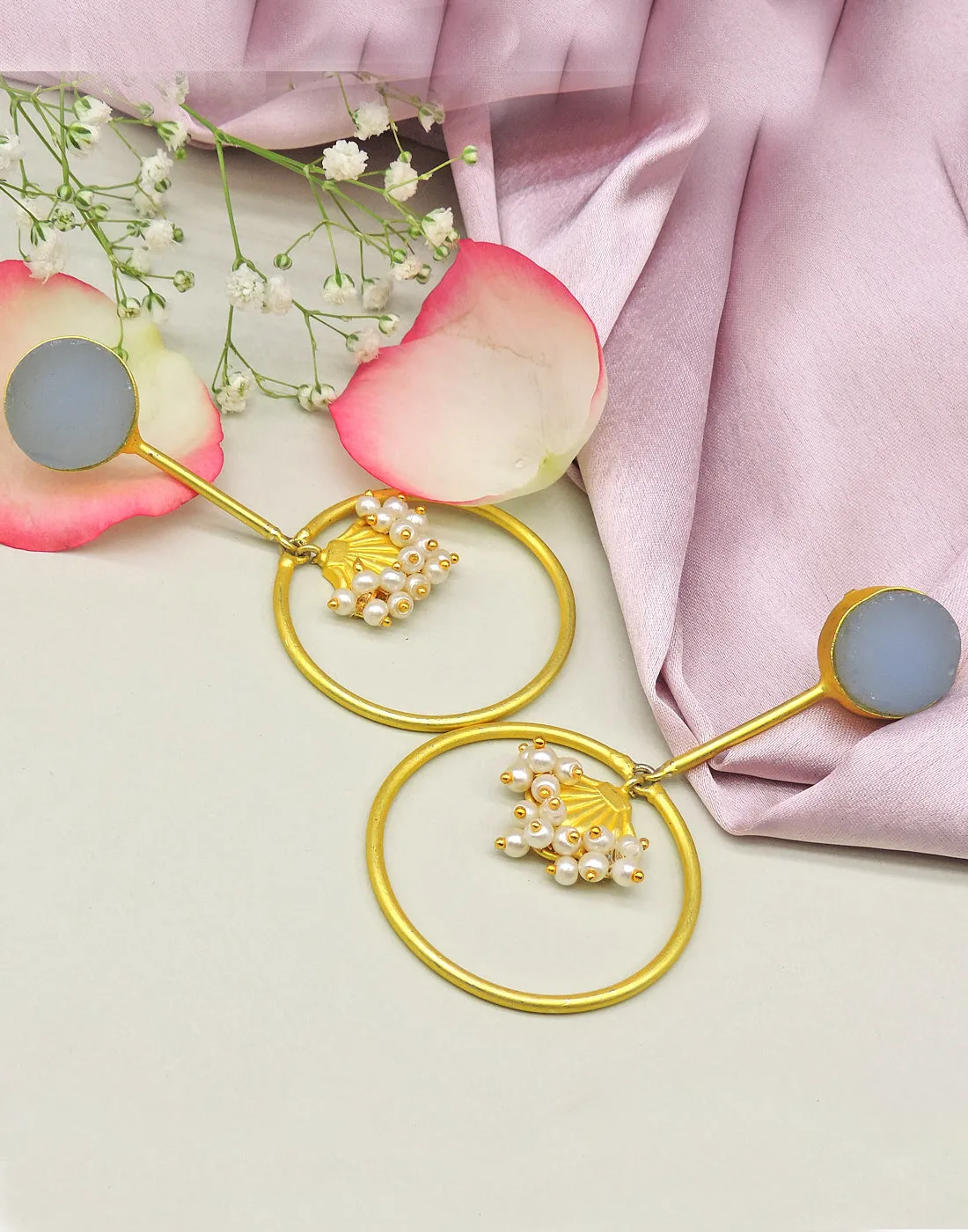 Stick Hoop Earrings (Blue Onyx)