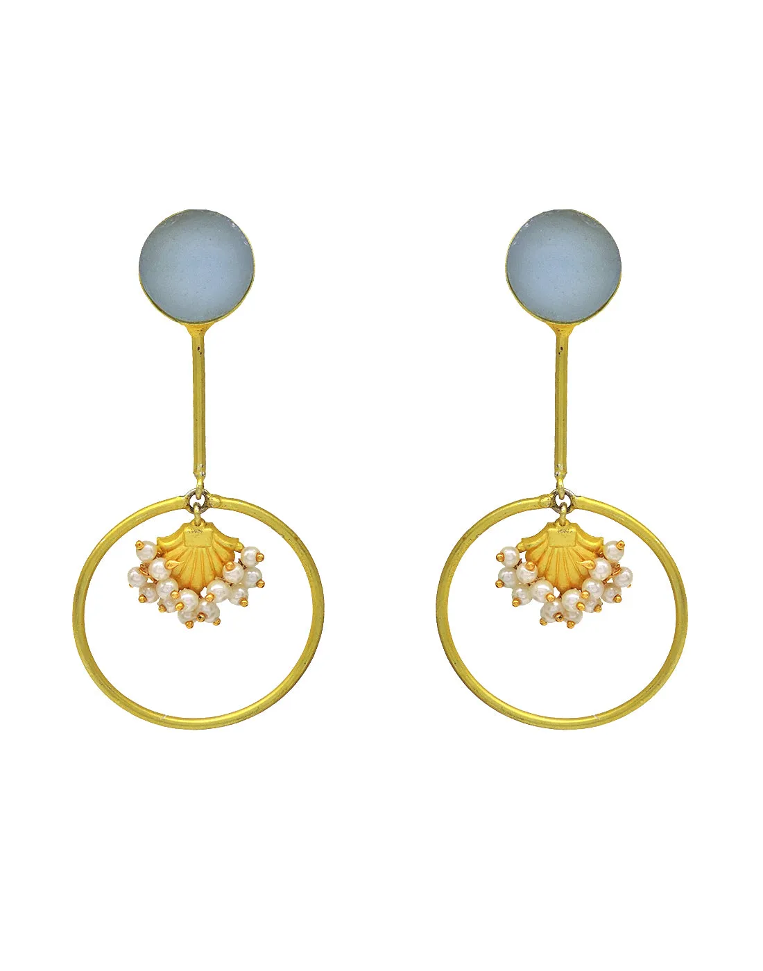 Stick Hoop Earrings (Blue Onyx)