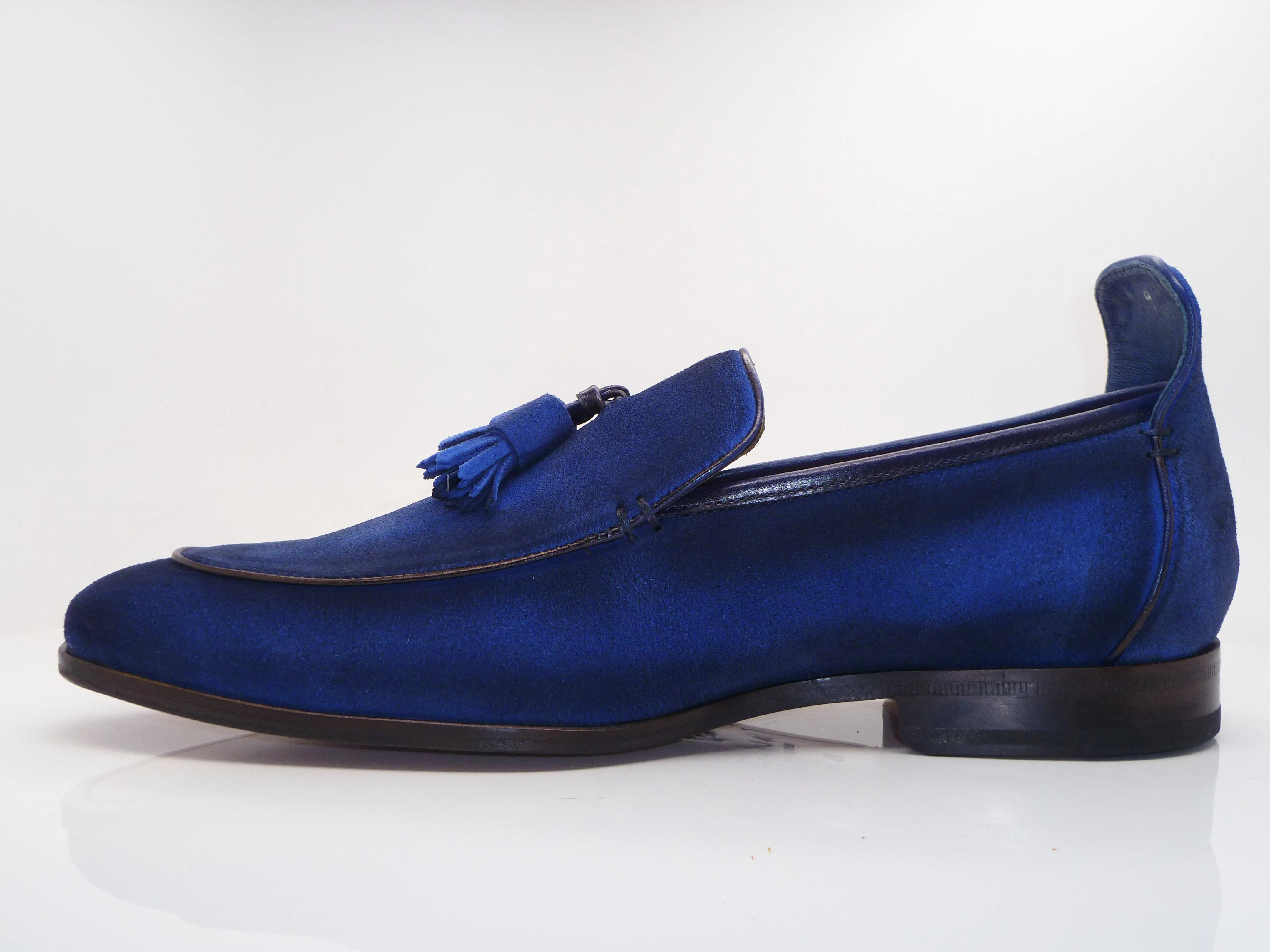 Suede Slip-On Tasseled Loafer Blue