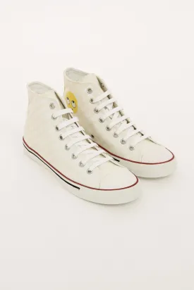 White Emoji Logo Canvas Sneakers