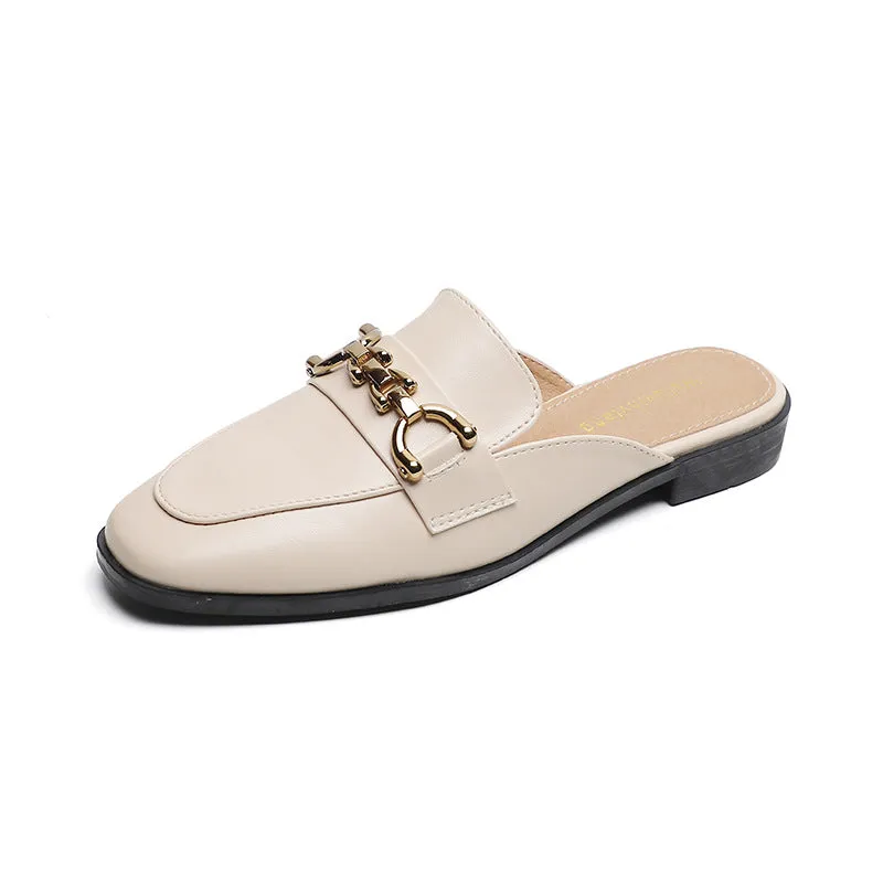 Women Casual Chain Flat Mules Shoes