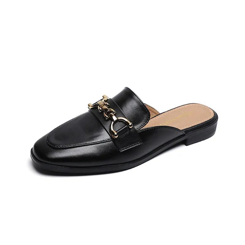 Women Casual Chain Flat Mules Shoes