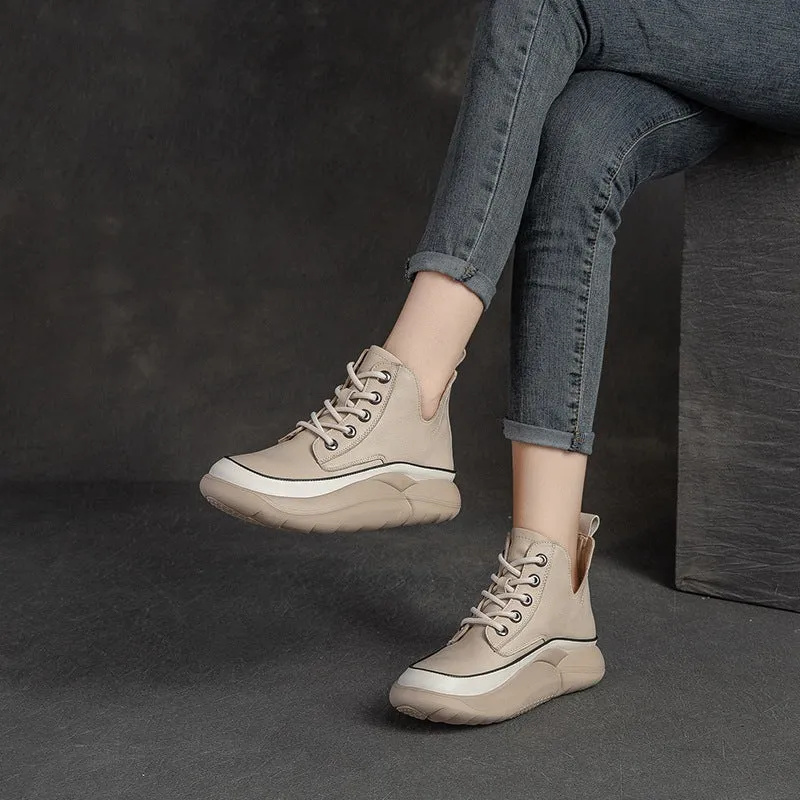 Women Fashion Casual Leather Ankle Boots