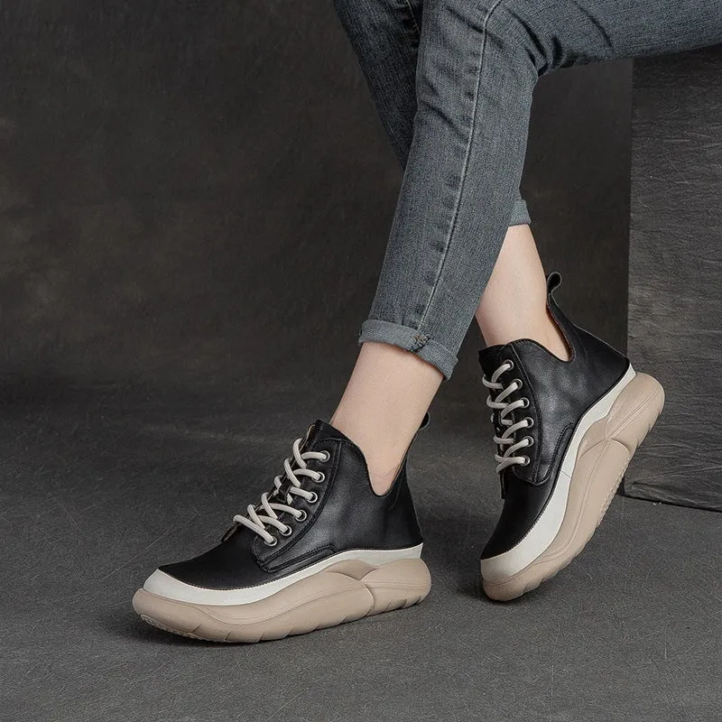 Women Fashion Casual Leather Ankle Boots