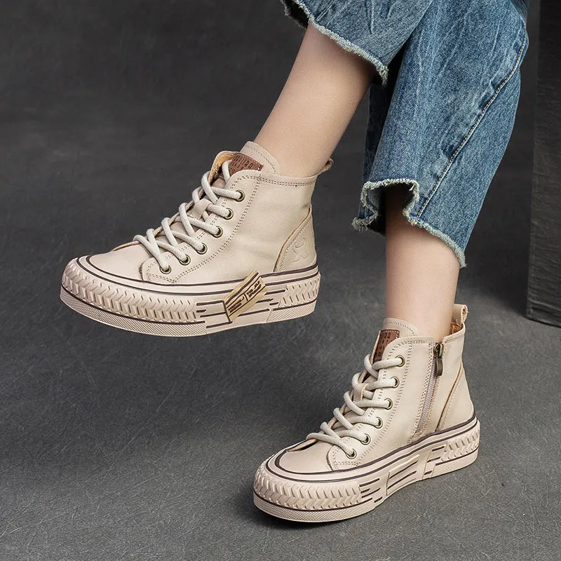Women Fashion Cowhide Comfort Flat Ankle Boots
