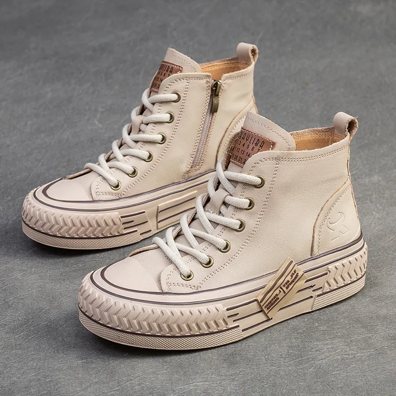 Women Fashion Cowhide Comfort Flat Ankle Boots